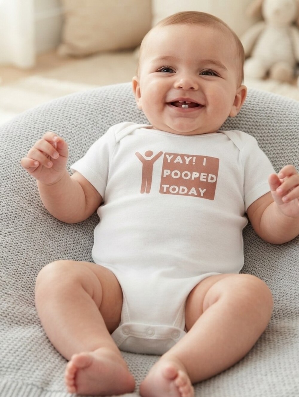 Carter's 3M White and Tan Baby Bodysuit